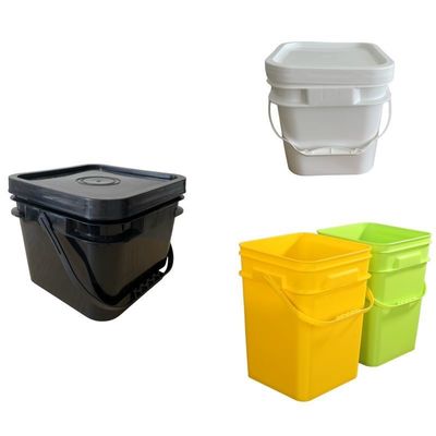 簡単に開けるカスタムPP/HDPE素材 5Gallon 6Gallon スクエアプラスチックバケツ ハンドル