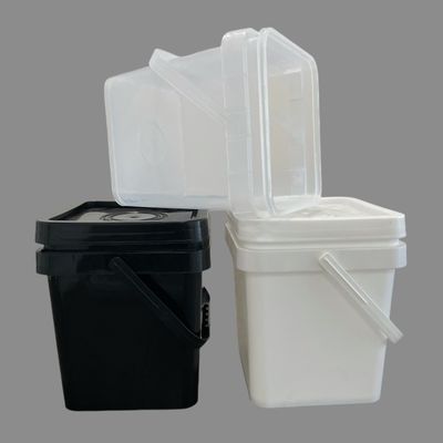 黒い四角形のプラスチックバケツ 種子粉末 4L 5L 6L 耐久性があり頑丈なデザイン