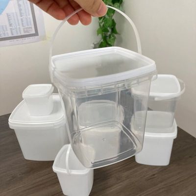スクエアバケツ 1L プラスチック容器 蓋付き 熱伝送印刷とGAP 承認