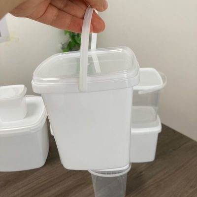 スクエアバケツ 1L プラスチック容器 蓋付き 熱伝送印刷とGAP 承認