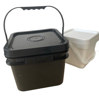 ペットフード 5L 6L 8L 10L リサイクル蓋付き四角形のプラスチックバケツ