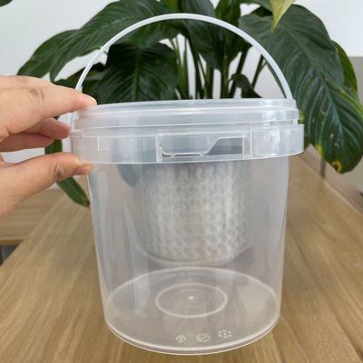 カスタムロゴ印刷 蓋付きプラスチックバケツ 食品グレード 白色 環境に優しい
