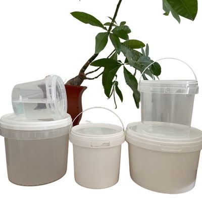 カスタムロゴ印刷 蓋付きプラスチックバケツ 食品グレード 白色 環境に優しい