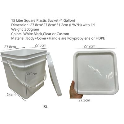 熱伝送印刷と開きやすい蓋付きの15L/4ガロン方形のプラスチックバケツ