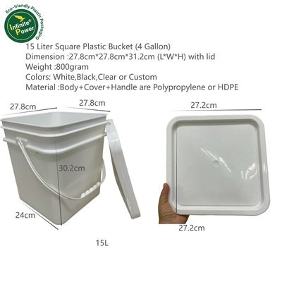 蓋付きの四角形のプラスチックバケツ 耐久性と貯蔵ソリューション