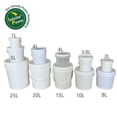 オーダーメイド 蓋付きの小さな白いプラスチックバケツ 1L 2L 3L 4L 5L 無料サンプルが含まれています