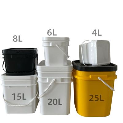 2L / 4L / 5L / 8L / 10L / 15L / 18L PPコンテナ プラスチックバケツ 5ガロン 蓋付き方角バケツ