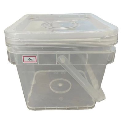 シルクスクリーン印刷 プラスチックバケツ容器 1-25L 平方 透明で白い食品グレード