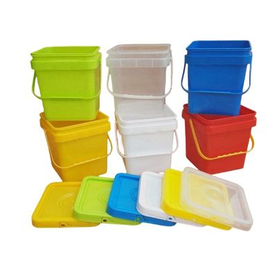 2L 4L 5L 10L 立方プラスチックバケツ 蓋とハンドル カスタムカラー印刷 ロゴ