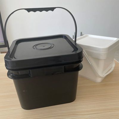 蓋とハンドル付きのプラスチックバケツ 緑色 黒色 黄色 印刷 シルクスクリーン