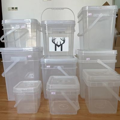 3L 4L 5L 6L 8L 10L 20L 透明な正方形プラスチックバケツ 蓋料付きプラスチックバケツ