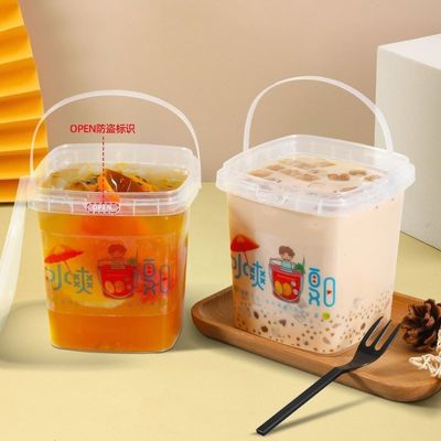 LOGO プリントされた四角形のプラスチックバケツと丸い形状であなたのパッケージをカスタマイズします