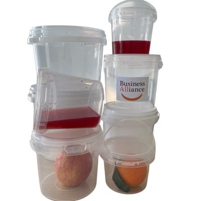 食品用プラスチックバケツ 蓋とハンドル 500ml 750ml 1L 2L 3L 5L サイズ ISO認証