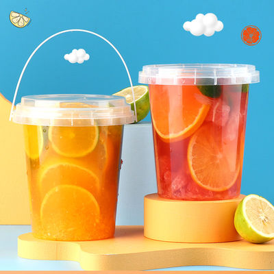 8オンス 12オンス 24オンス 32オンス 果物ヨーグルト 牛乳 お茶 持ち帰り 蓋付きのプラスチック飲料バケツ