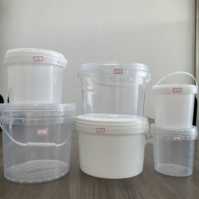 300ml-15L 丸いプラスチックバケツ 蓋とハンドル 白い容器