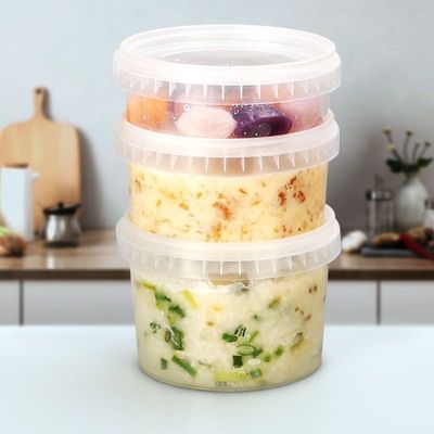 カスタム 300ml 500mL 750ml ヨーグルトアイスクリーム ガーリックペーストとソースのための蓋付きのプラスチックバケツ