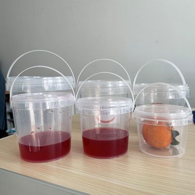 300ml 500ml 750ml 1L クリアバケツの蓋付きの円形または四角形カスタムプラスチック容器